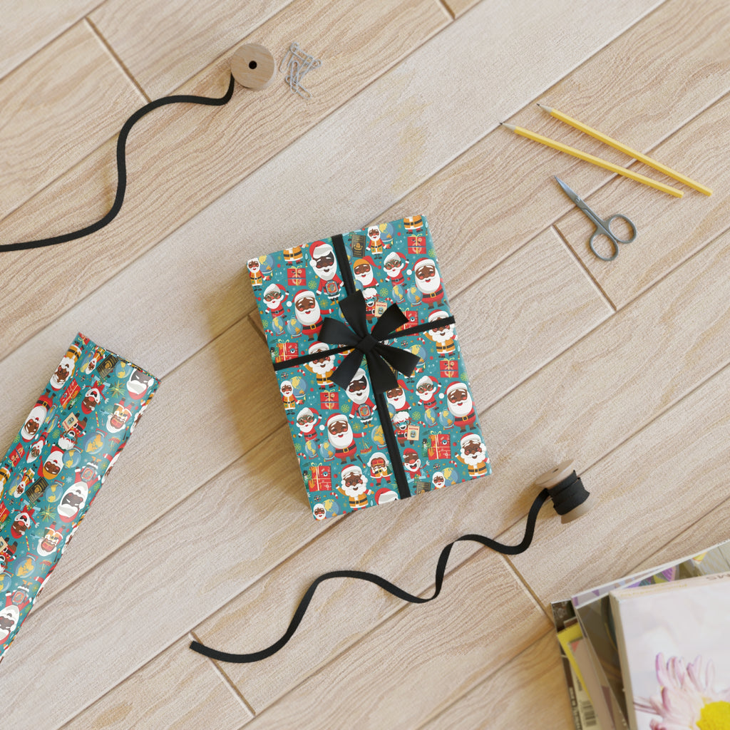 Christmas Santa & Snowman Wrapping Paper Roll — Festive Holiday Gift Wrap