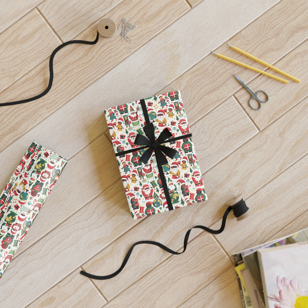 Christmas Santa Pattern Gift Wrap Roll — Festive Holiday Wrapping Paper