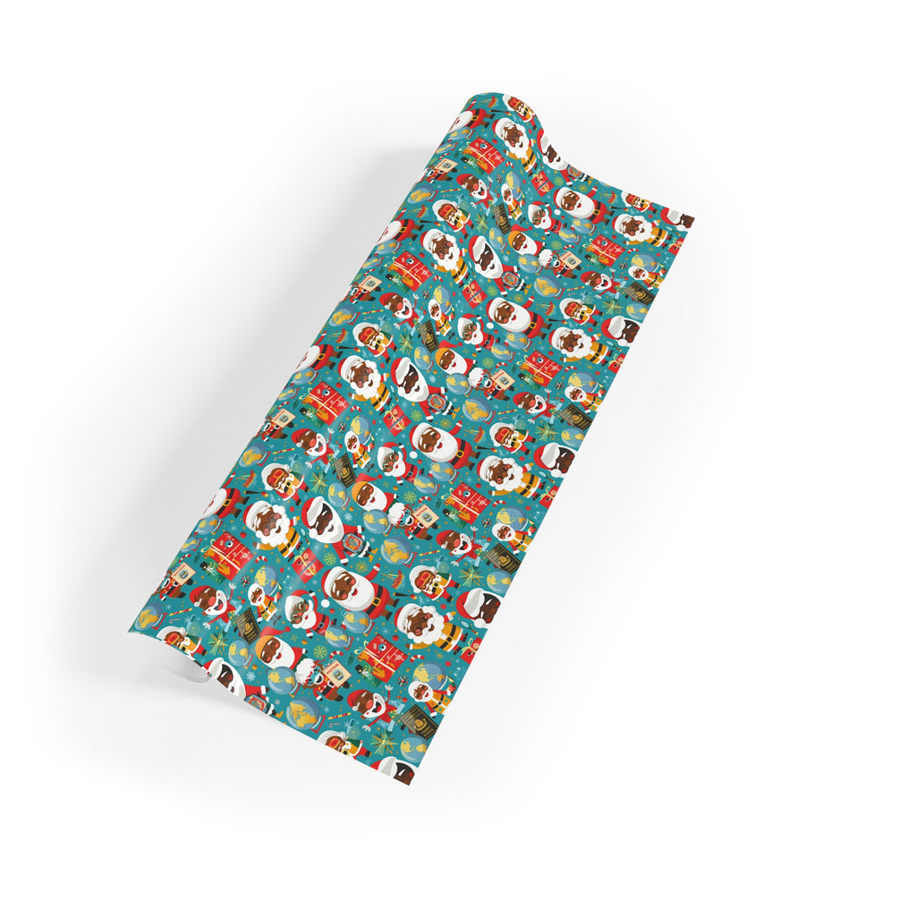 Christmas Santa & Snowman Wrapping Paper Roll — Festive Holiday Gift Wrap
