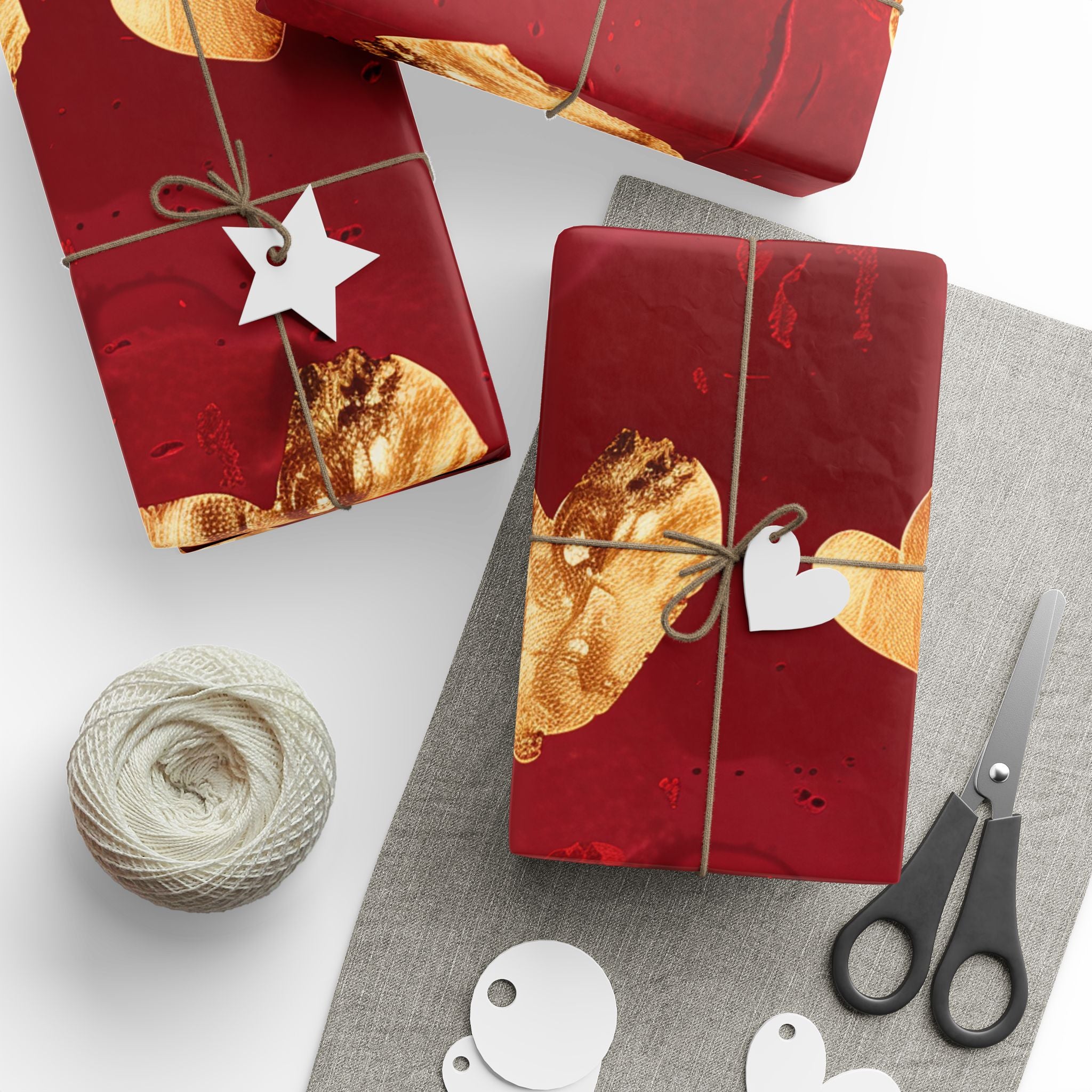 Valentine Red & Gold Heart Wrapping Paper — Romantic Gift Wrap for Valentine’s Day, Anniversaries, Weddings