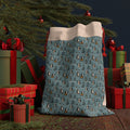 Penguin Pattern Drawstring Gift Bag — Holiday Winter Gift Sack