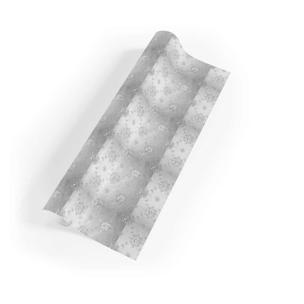 Silver Snowflake Wrapping Paper Roll - Elegant Holiday Gift Wrap