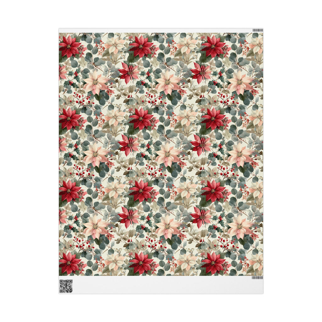 Poinsettia Vintage Holiday Wrapping Paper Roll