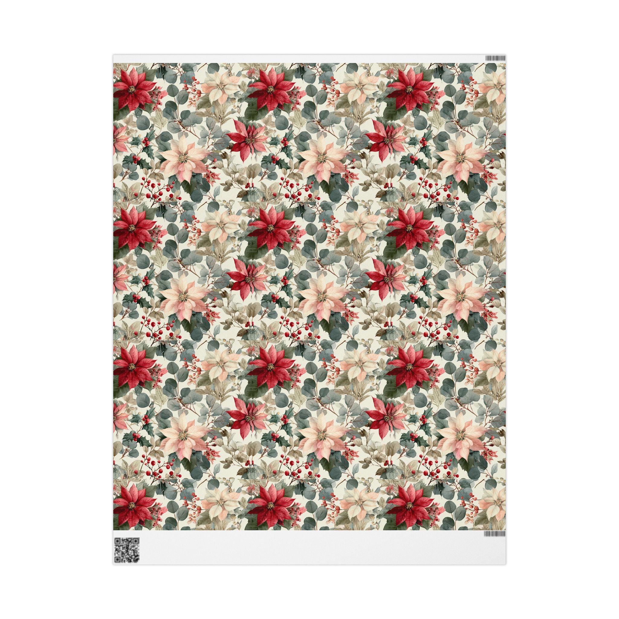 Poinsettia Vintage Holiday Wrapping Paper Roll