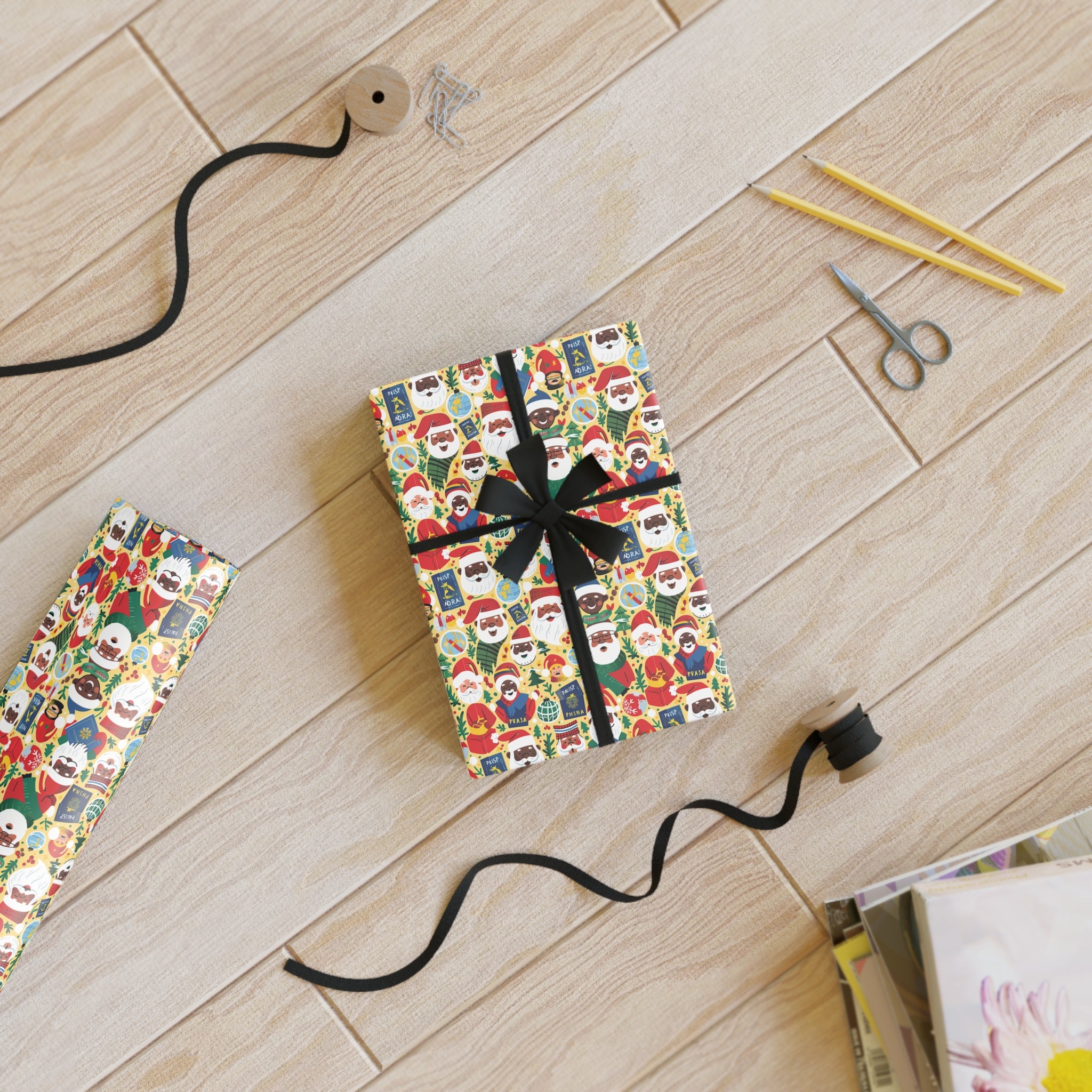 Christmas Santa Pattern Gift Wrap Roll – Festive Holiday Wrapping Paper