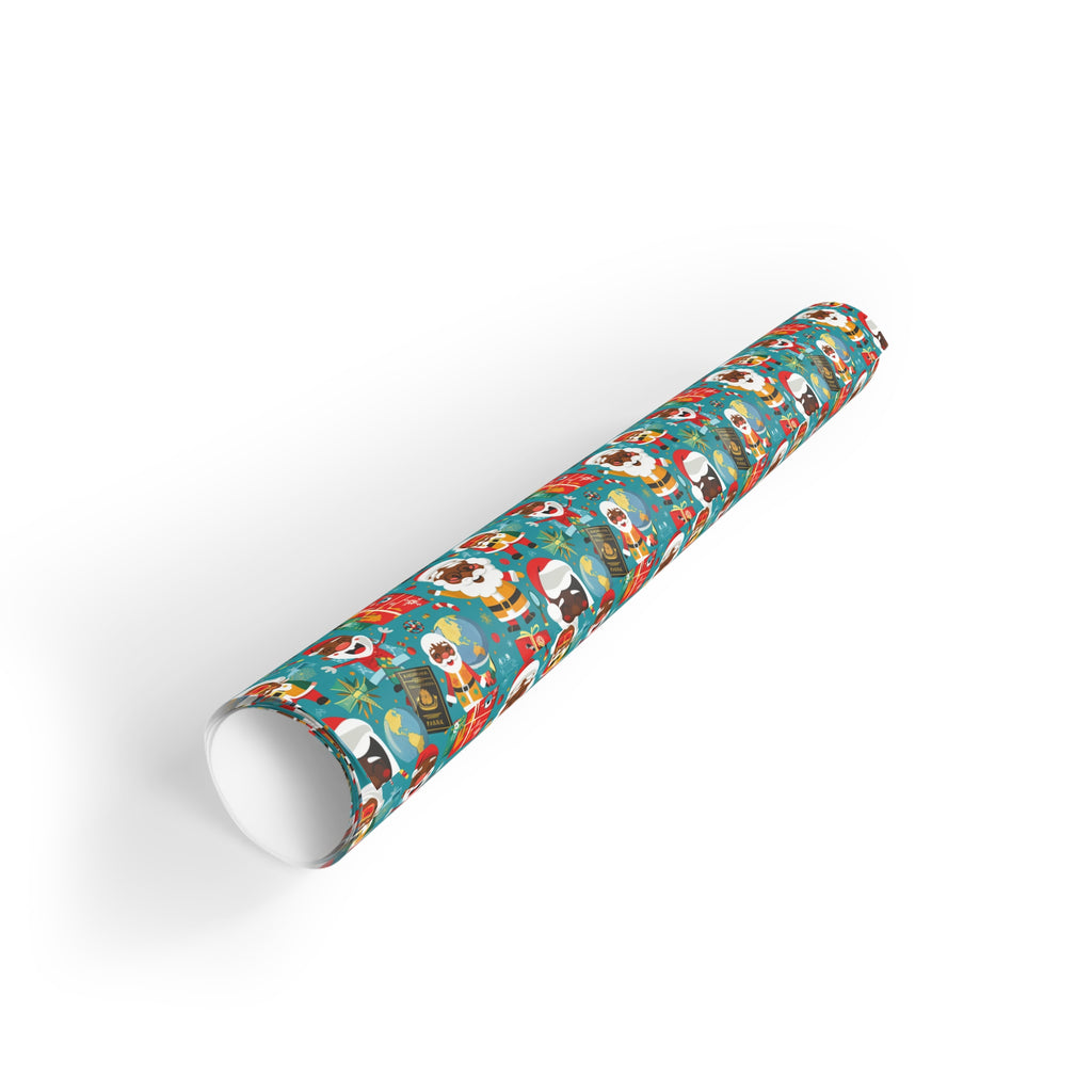 Christmas Santa & Snowman Wrapping Paper Roll — Festive Holiday Gift Wrap