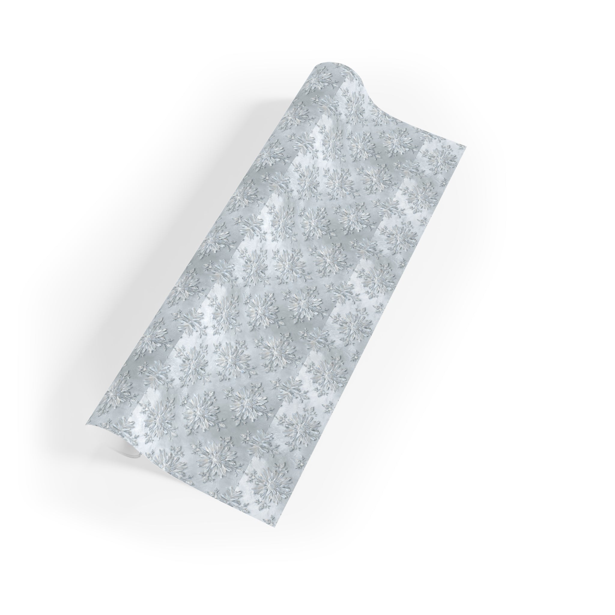 Silver Snowflake Wrapping Paper Roll — Winter Holiday Gift Wrap