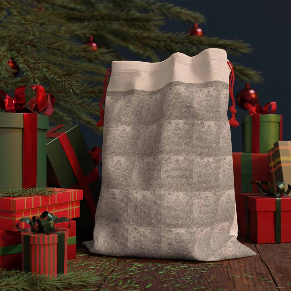 Neutral Gray Damask Gift Bag - Reusable Holiday & Wedding Favor Pouch