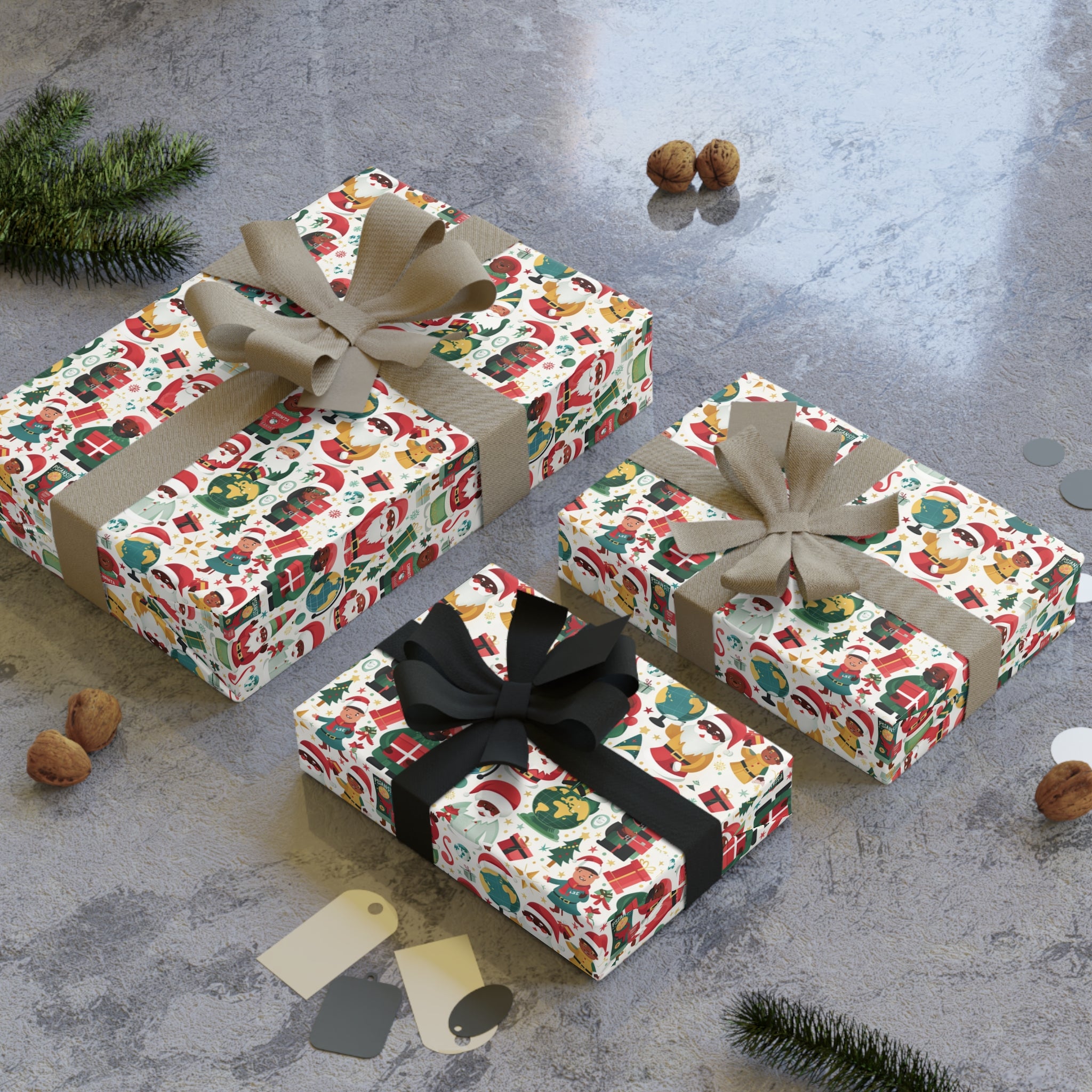 Christmas Santa Pattern Gift Wrap Roll — Festive Holiday Wrapping Paper