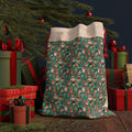 Christmas Santa & Snowman Drawstring Gift Bag — Holiday Party Favor Pouch