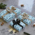 Penguin & Pine Tree Wrapping Paper Roll — Blue Holiday Gift Wrap