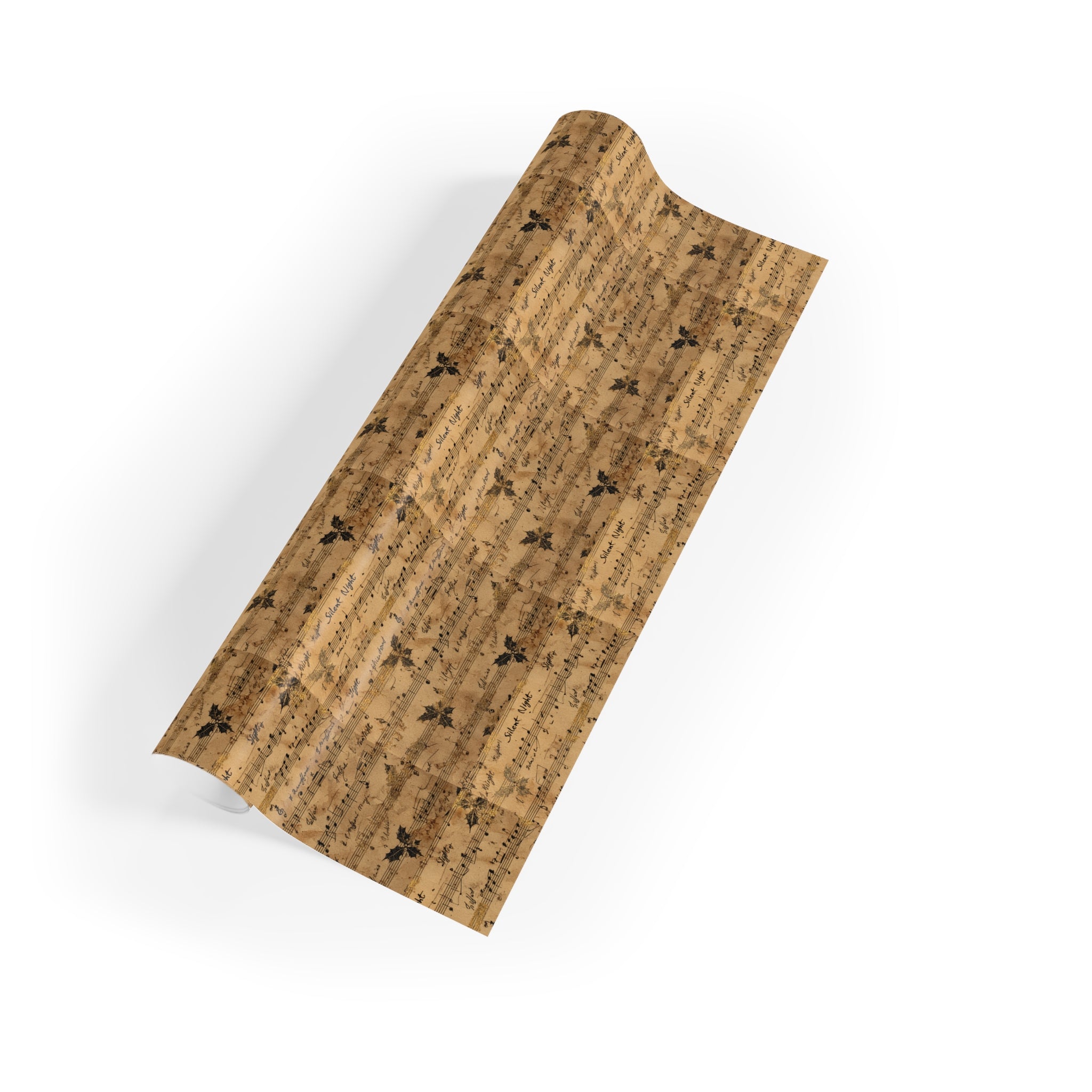 Vintage Script Kraft Wrapping Paper Roll — Rustic Botanical Gift Wrap