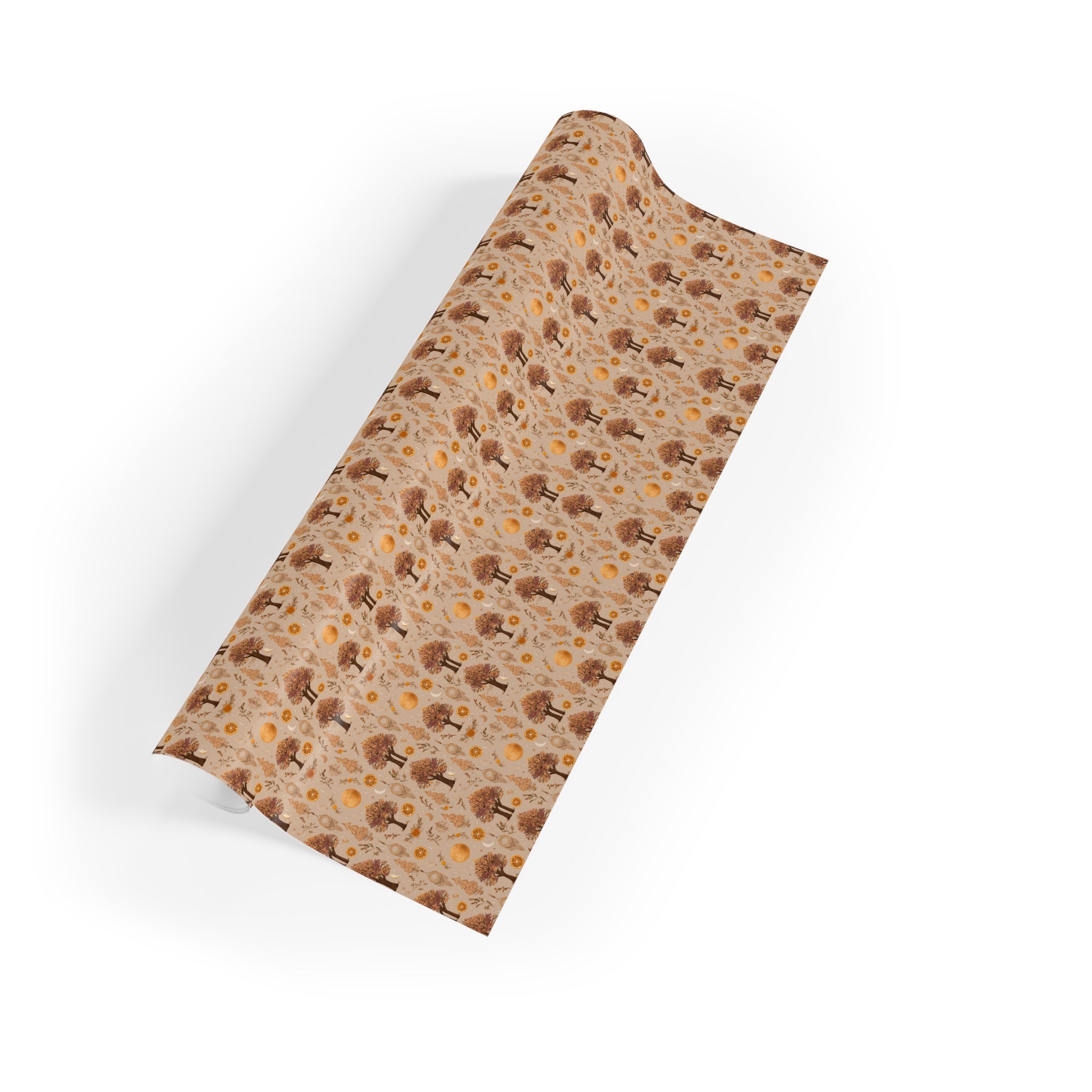 Autumn Leaves Kraft Gift Wrap Roll — Fall Floral Wrapping Paper