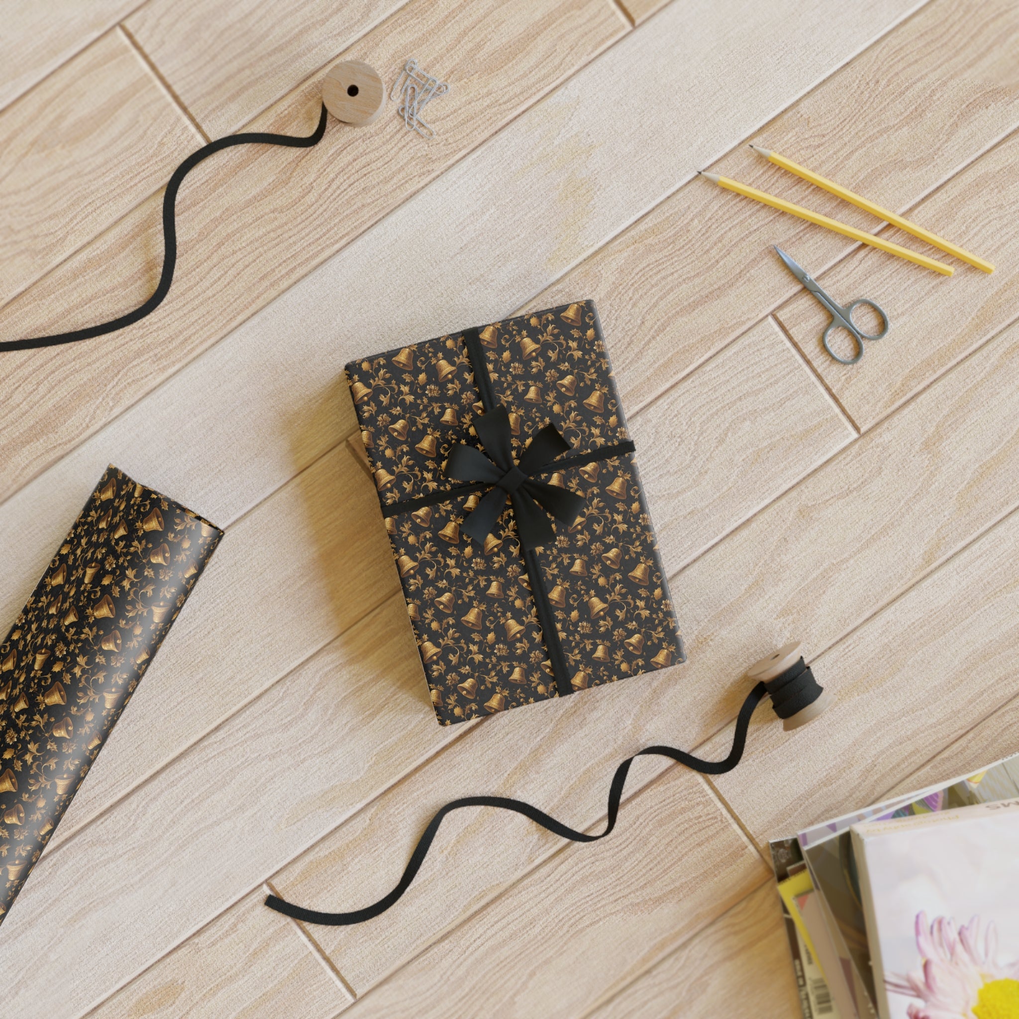 Gold Speckle Gift Wrap Roll — Luxurious Black & Gold Wrapping Paper for Holidays, Birthdays, Weddings
