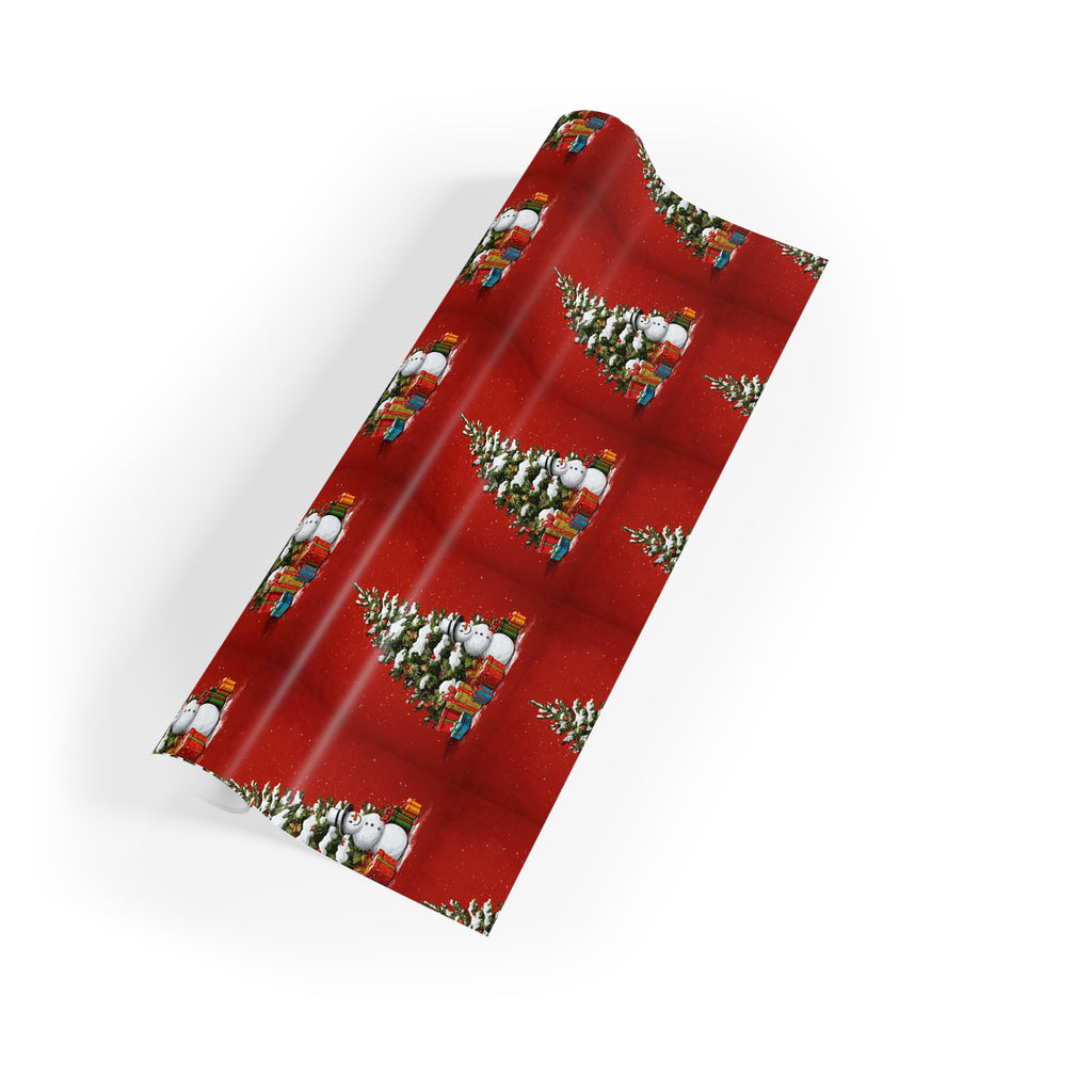 Christmas Tree Red Wrapping Paper Roll — Festive Holiday Gift Wrap