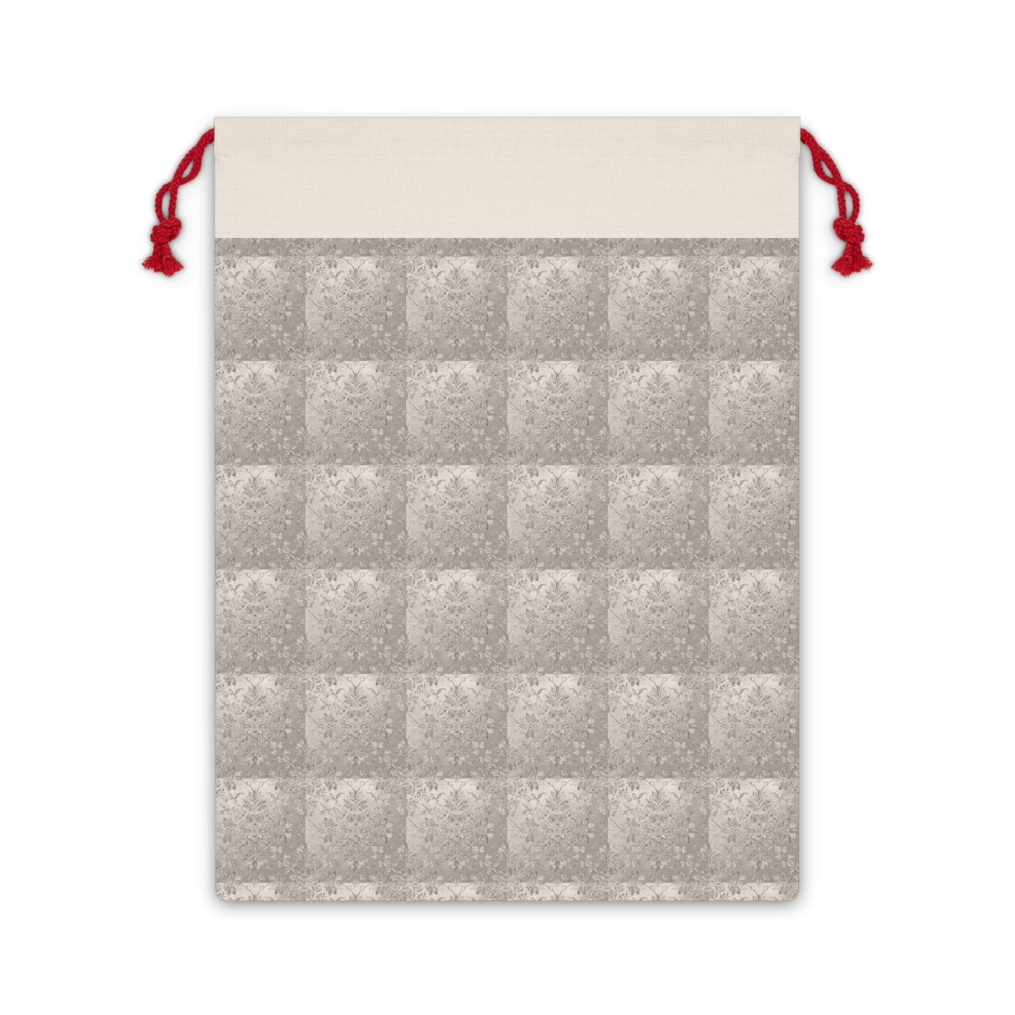 Neutral Gray Damask Gift Bag - Reusable Holiday & Wedding Favor Pouch