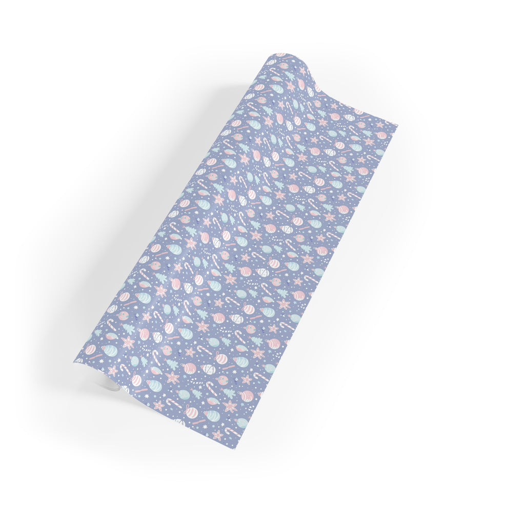 Pastel Raindrops Gift Wrap Roll — Blue Floral Pattern Wrapping Paper for Baby Showers & Spring Gifts