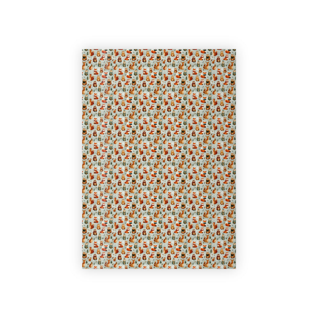 Autumn Woodland Gift Wrap Roll — Cozy Fox & Leaf Pattern