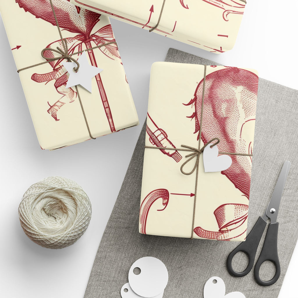 Valentine Vintage Heart & Arrow Wrapping Paper Roll — Romantic Floral Toile Gift Wrap