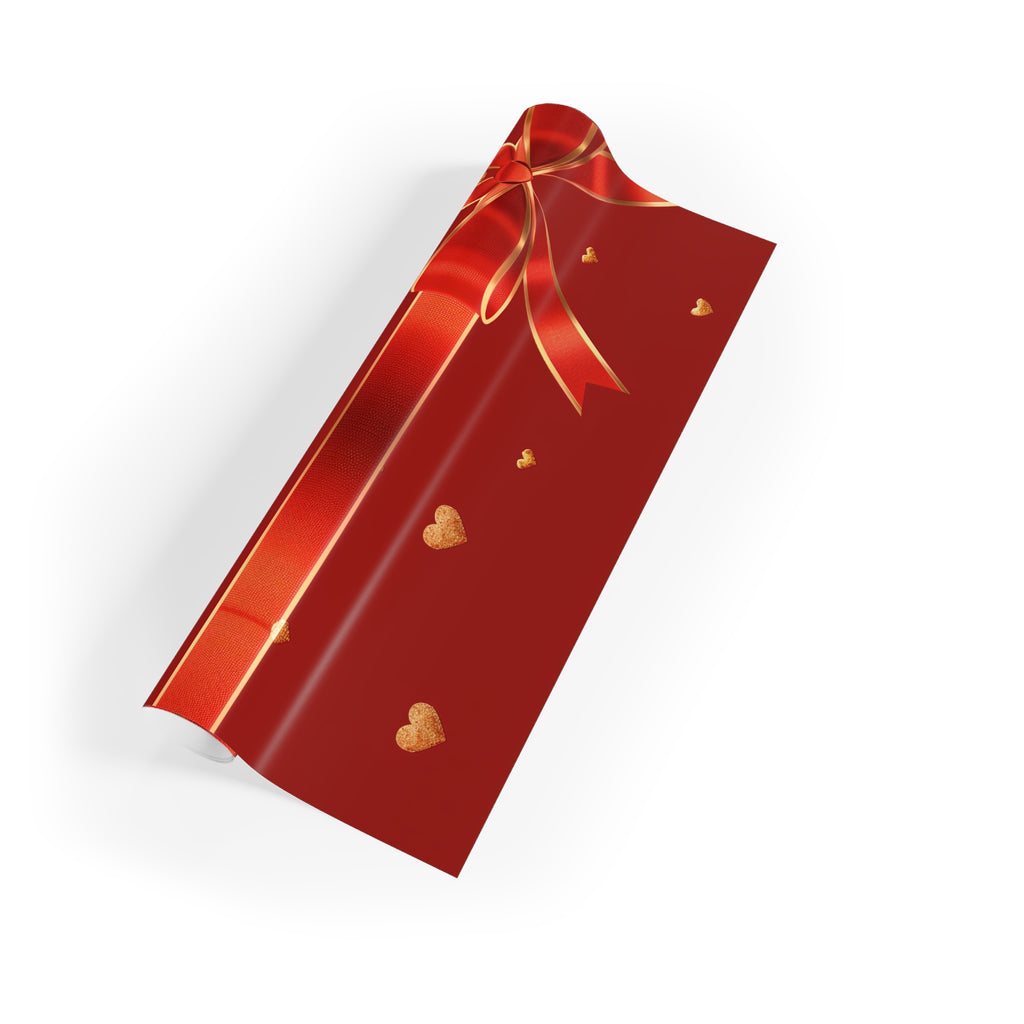 Red Heart Ribbon Gift Wrap Roll – Romantic Valentine’s Wrapping Paper
