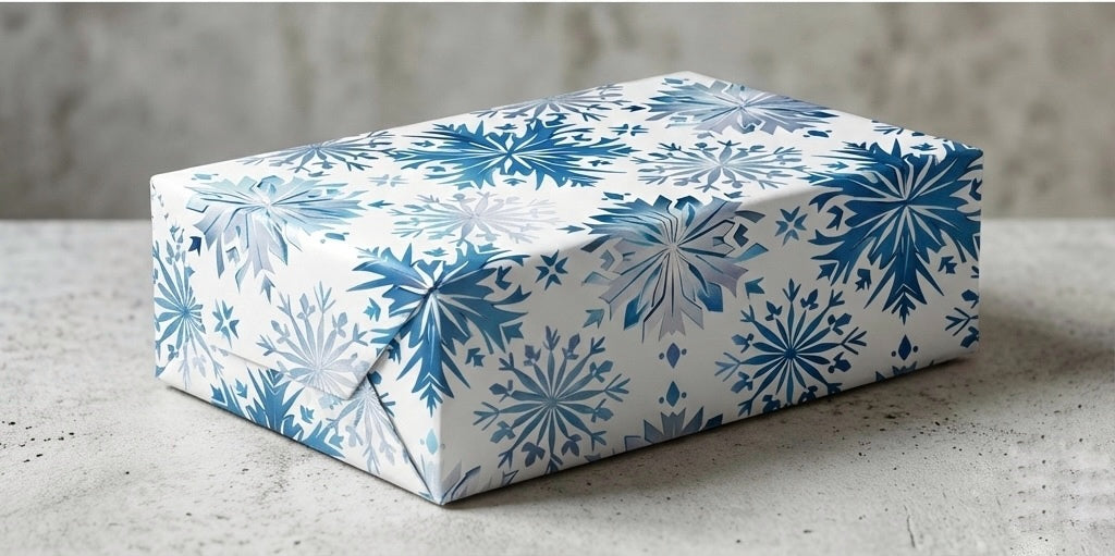 Winter Snowflake Gift Wrap Paper — Blue Holiday Wrapping Sheets