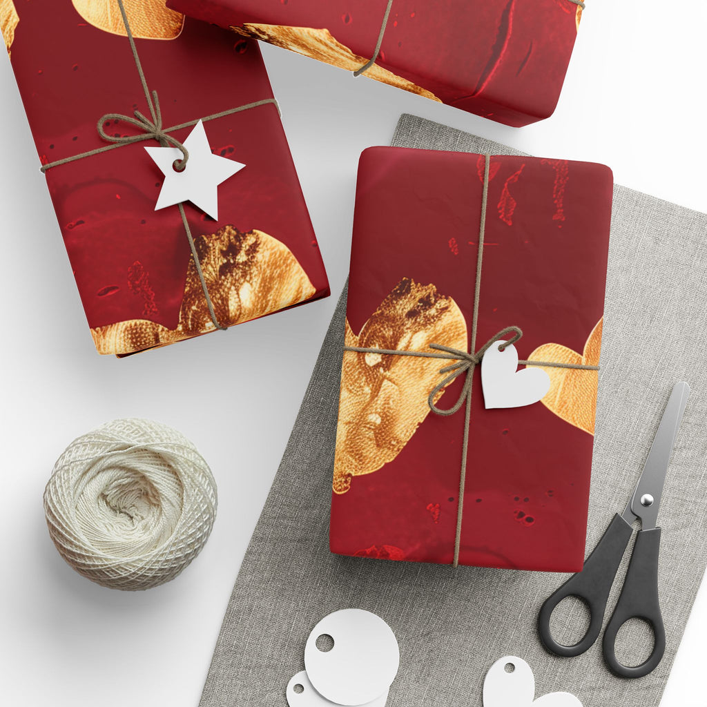 Valentine Red & Gold Heart Wrapping Paper — Romantic Gift Wrap for Valentine’s Day, Anniversaries, Weddings