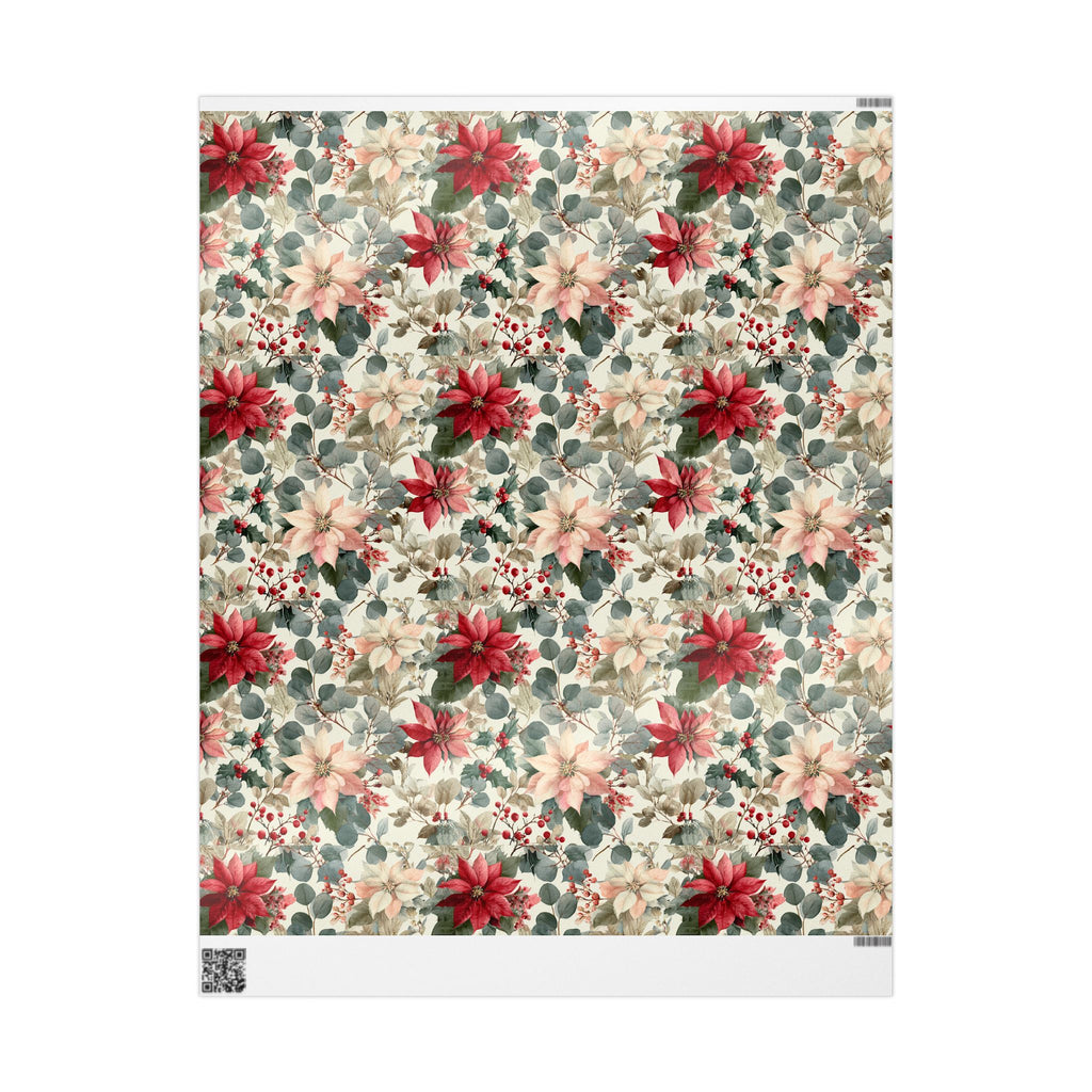 Poinsettia Vintage Holiday Wrapping Paper Roll