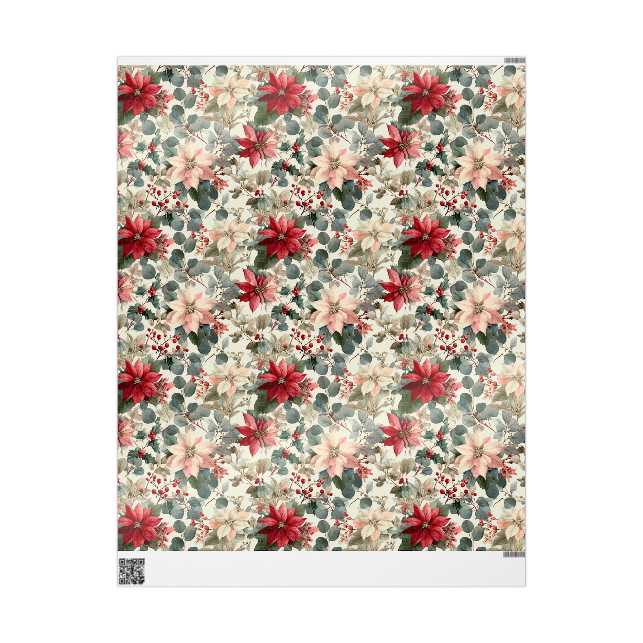 Poinsettia Vintage Holiday Wrapping Paper Roll