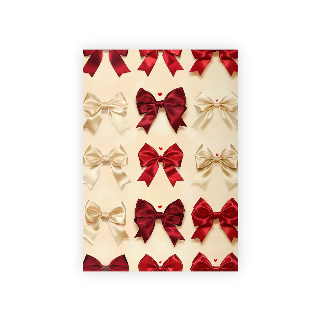 Festive Red & Cream Bow Gift Wrap Roll — Holiday Wrapping Paper with Ribbon Pattern