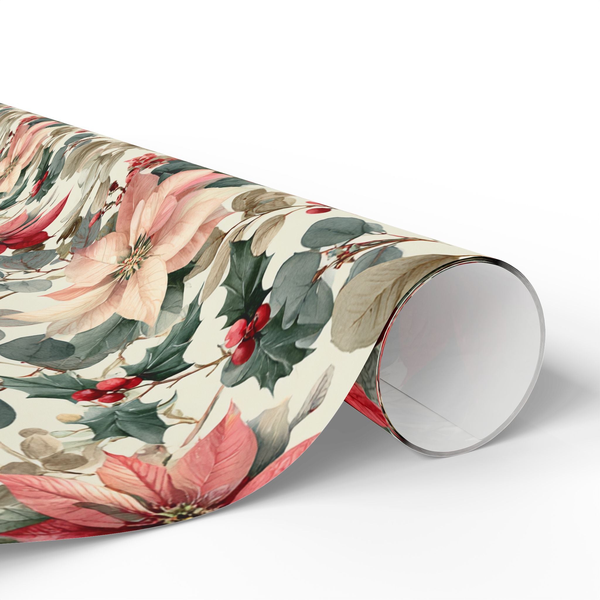 Poinsettia Vintage Holiday Wrapping Paper Roll