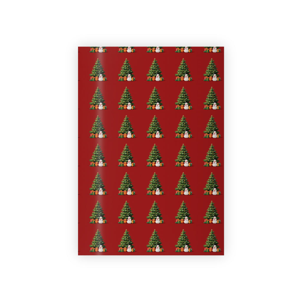 Christmas Tree Gift Wrapping Paper Roll – Red Holiday Wrap with Trees & Presents