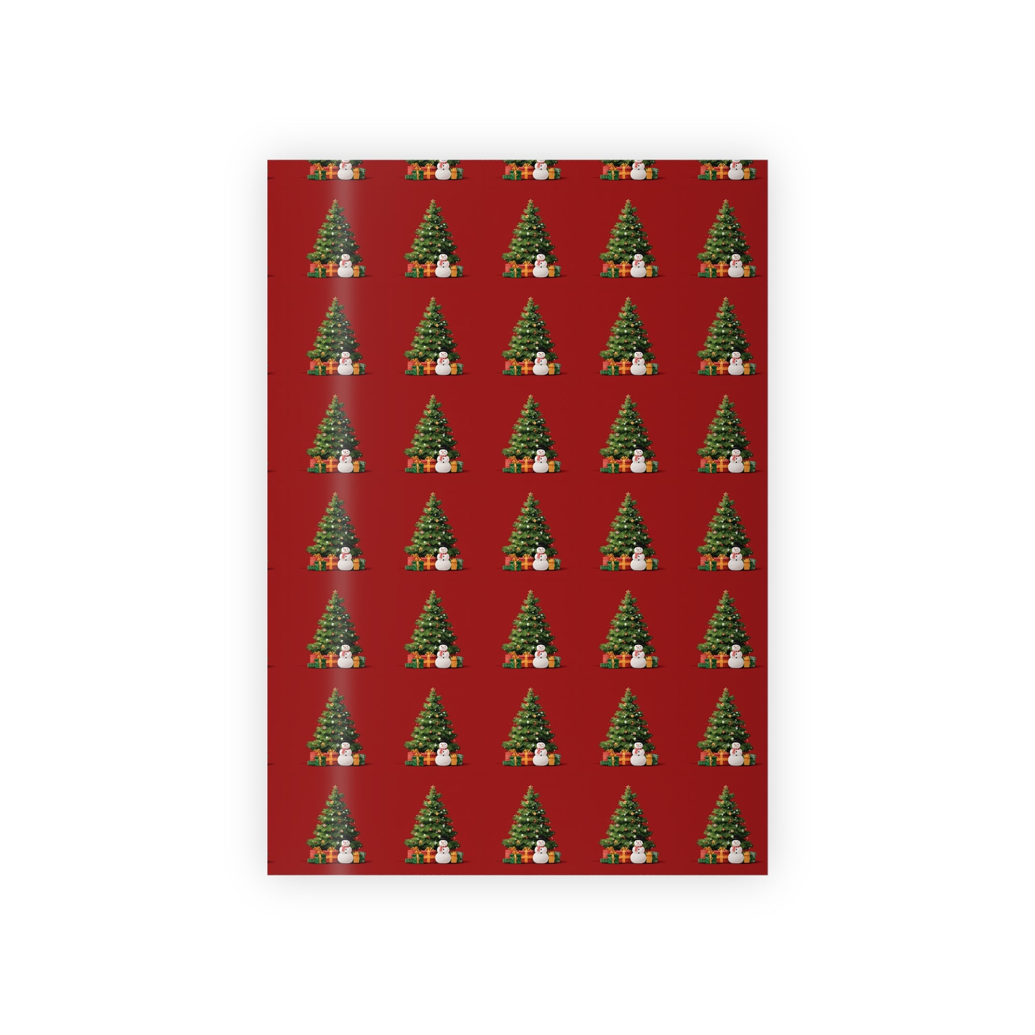 Christmas Tree Gift Wrapping Paper Roll – Red Holiday Wrap with Trees & Presents