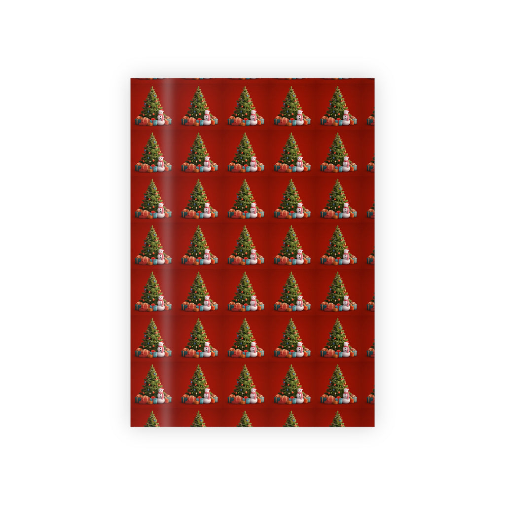 Christmas Tree Red Gift Wrap Roll — Holiday Wrapping Paper with Ornaments