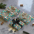 Christmas Santa & Elf Wrapping Paper Roll — Festive Teal Holiday Gift Wrap