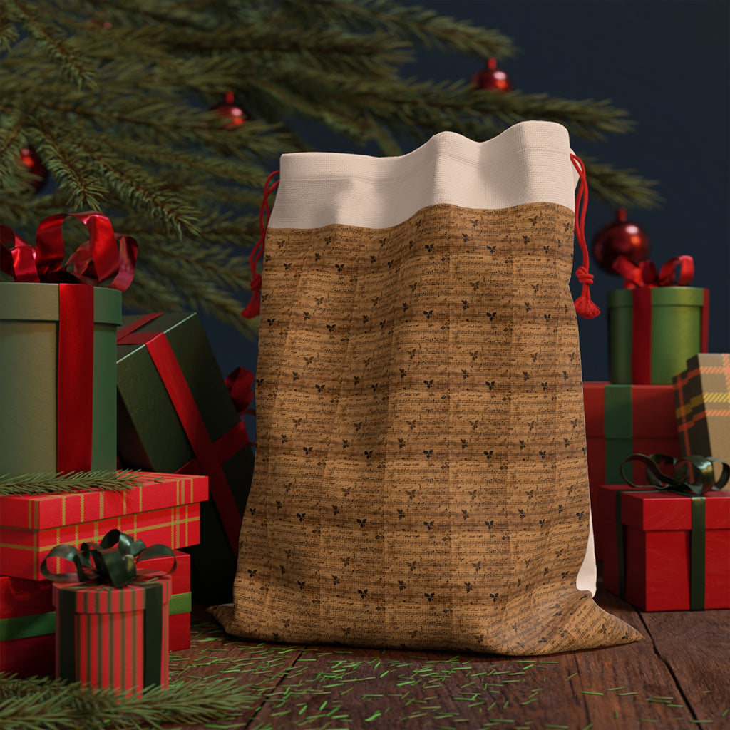 Rustic Cork Pattern Gift Bag — Drawstring Pouch for Eco-Friendly Wrapping, Holiday & Event Favors