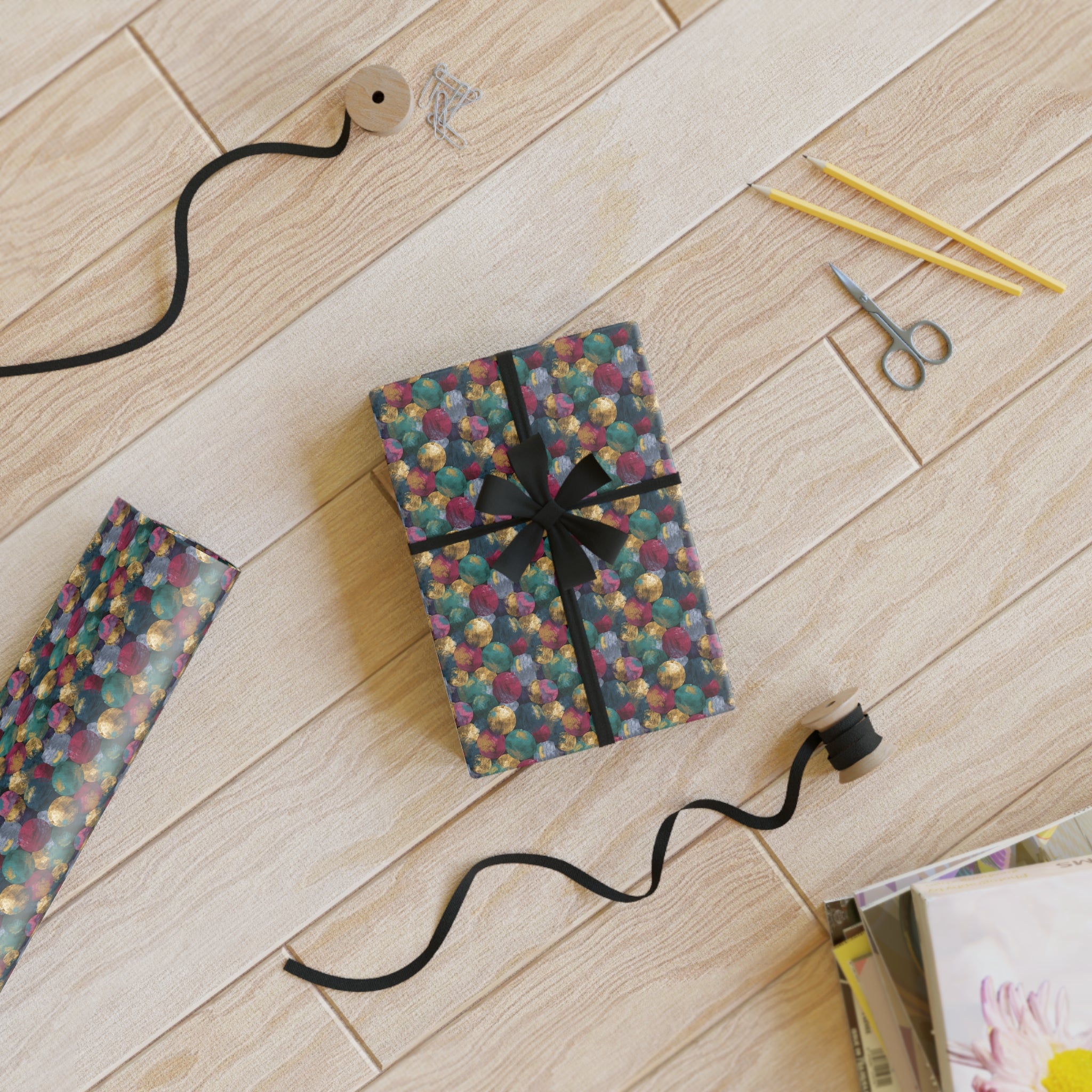 Colorful Confetti Gift Wrap Roll — Festive Balloon Dot Wrapping Paper