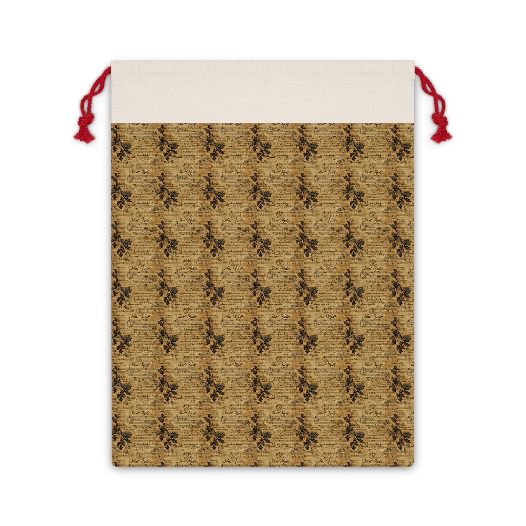 Vintage Botanical Gift Bag — Rustic Floral Drawstring Pouch for Holidays & Special Occasions