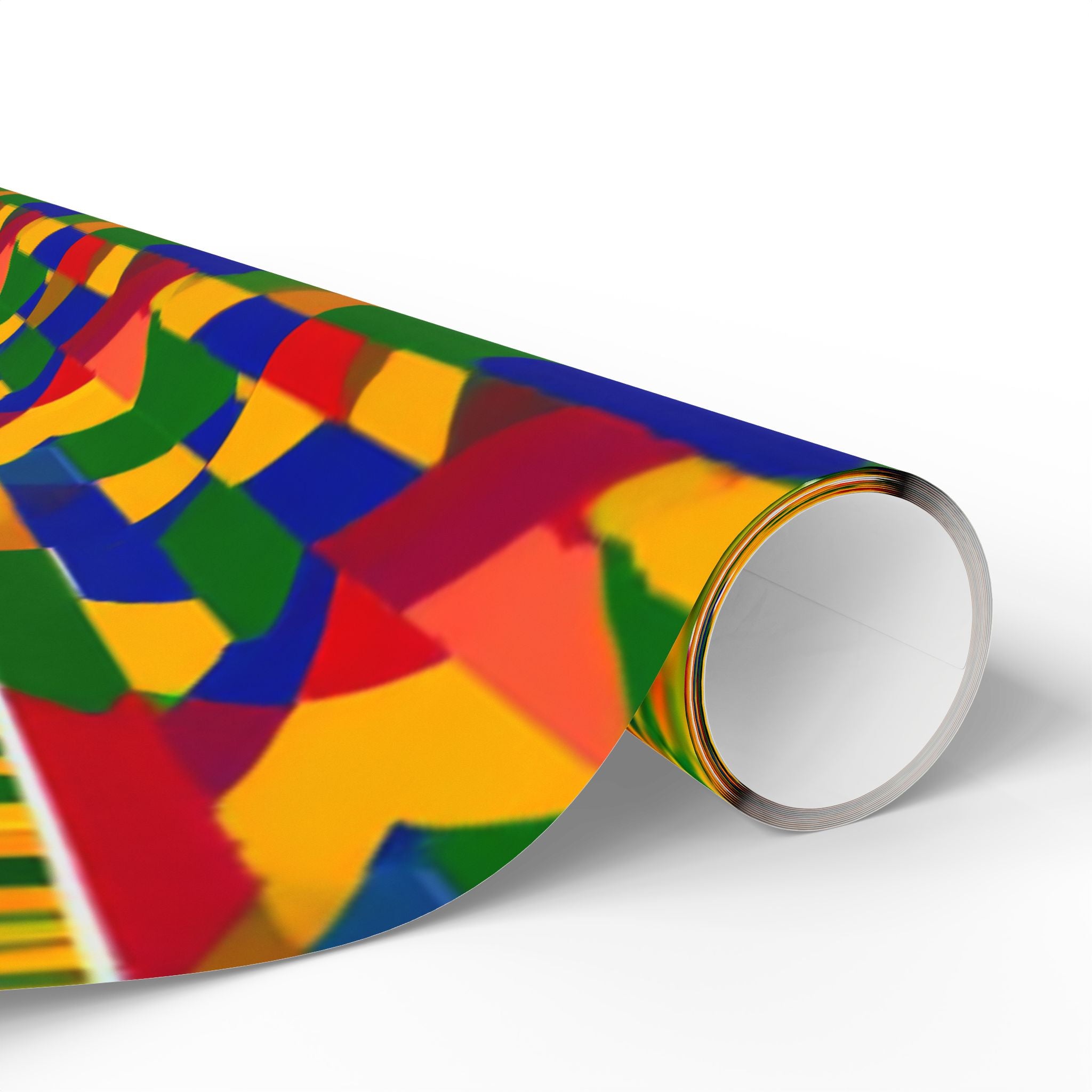 Kente-Inspired African Pattern Wrapping Paper Roll — Vibrant Gold & Multicolor Gift Wrap