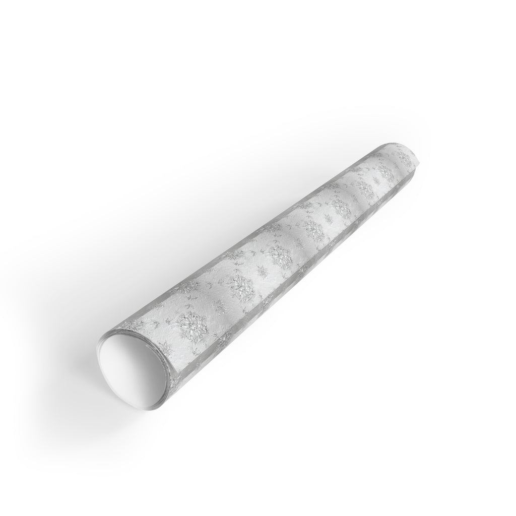 Silver Snowflake Wrapping Paper Roll - Elegant Holiday Gift Wrap