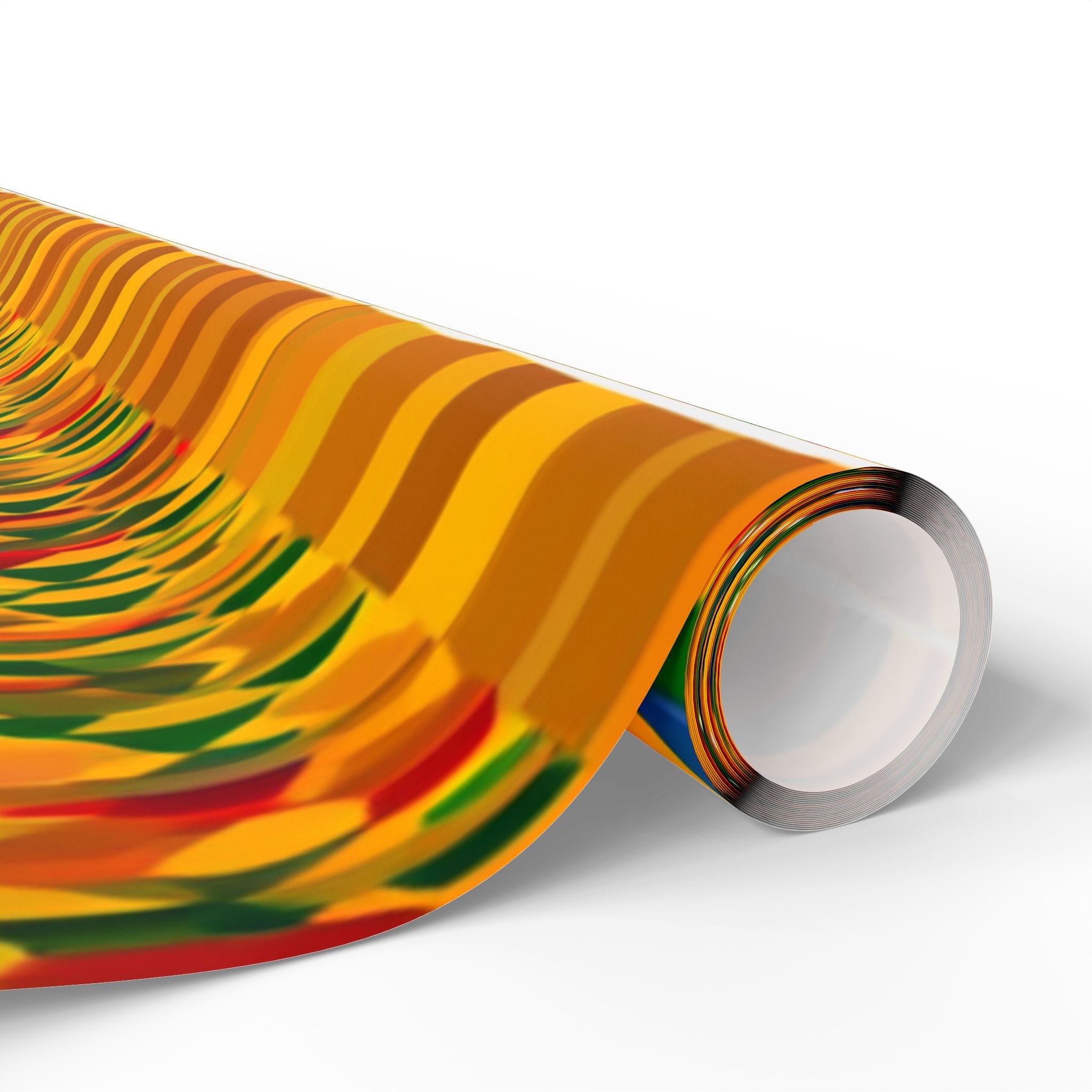 Kente-Inspired African Pattern Wrapping Paper Roll — Vibrant Gold & Multicolor Gift Wrap
