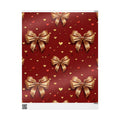 Red Gold Bow Wrapping Paper – Heart Pattern Holiday Gift Wrap