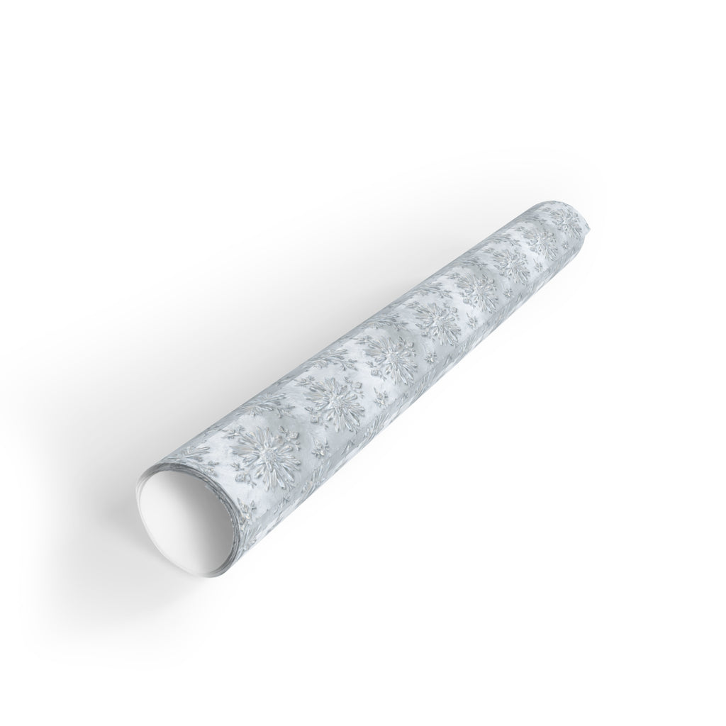 Silver Snowflake Wrapping Paper Roll — Winter Holiday Gift Wrap