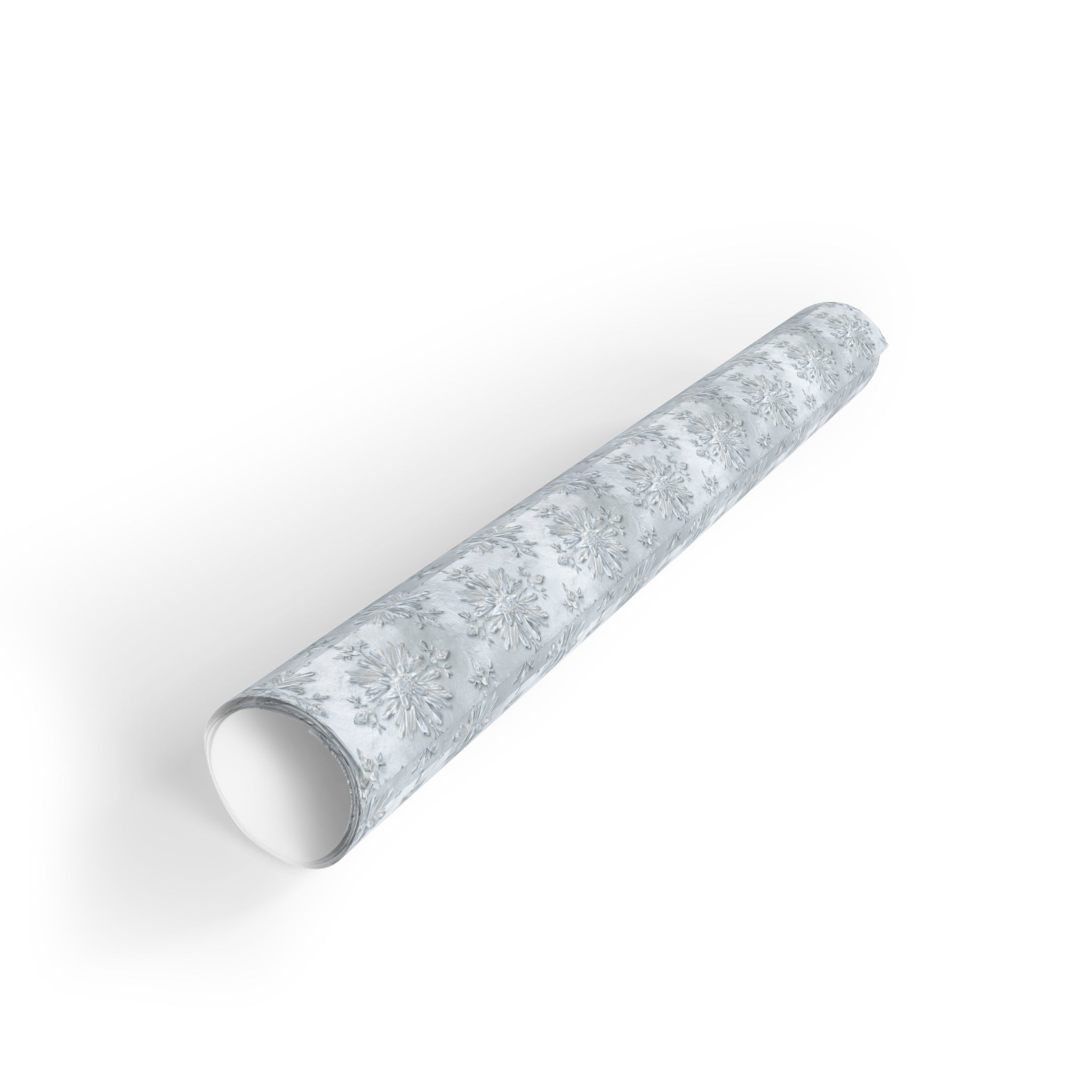 Silver Snowflake Wrapping Paper Roll — Winter Holiday Gift Wrap